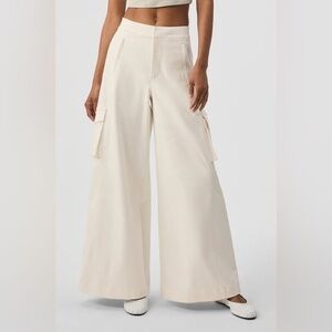 Women's Cream Wide-Leg Cargo Pants